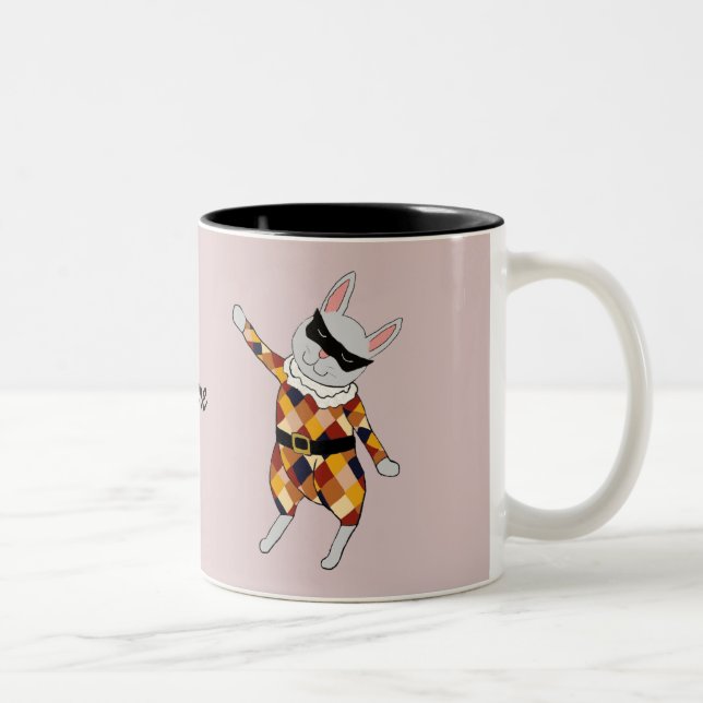 De Café Em Dois Tons Caneca customizável do coelho do Harlequin da (Direita)