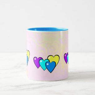 De Café Em Dois Tons Caneca customizável enchida dos corações para