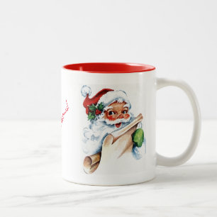 De Café Em Dois Tons Caneca da aguarela da cara do papai noel