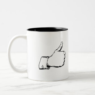 De Café Em Dois Tons Caneca da arte do vintage. Polegar acima!