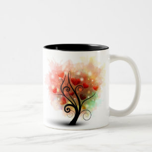 De Café Em Dois Tons Caneca da árvore do coração