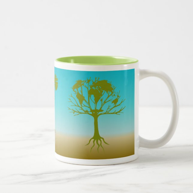De Café Em Dois Tons Caneca da árvore do mundo (Direita)