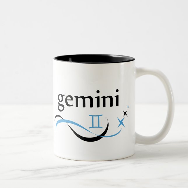 De Café Em Dois Tons Caneca da astrologia do zodíaco dos Gêmeos (Direita)