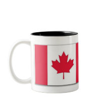 Caneca da Bandeira Canadense com o Título do Hino