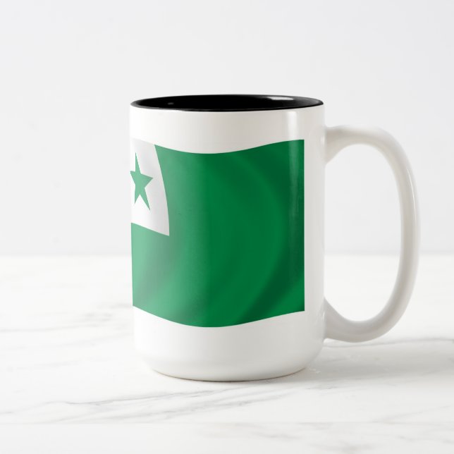 De Café Em Dois Tons Caneca da Bandeira do Esperanto (Direita)