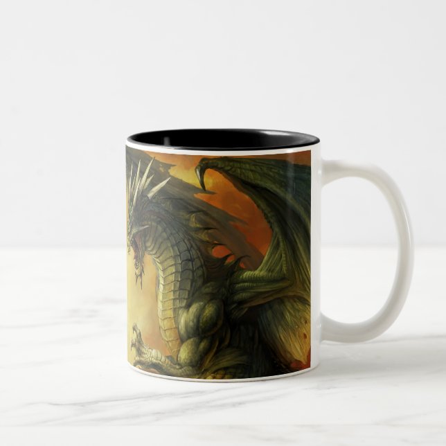 De Café Em Dois Tons Caneca da batalha do dragão (Direita)