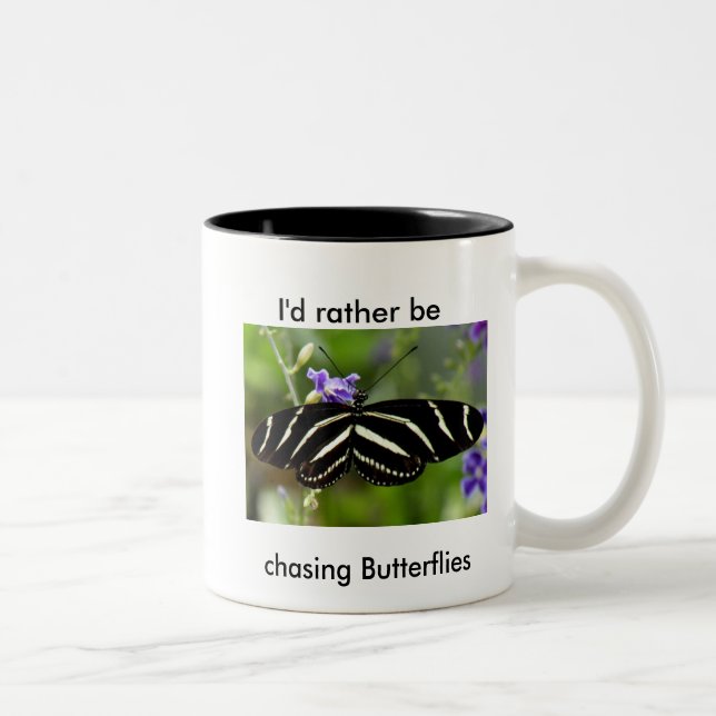 De Café Em Dois Tons Caneca da Borboleta Longwing Zebra. (Direita)