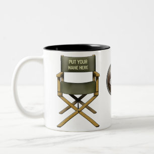 De Café Em Dois Tons Caneca da cadeira do diretor Customisable
