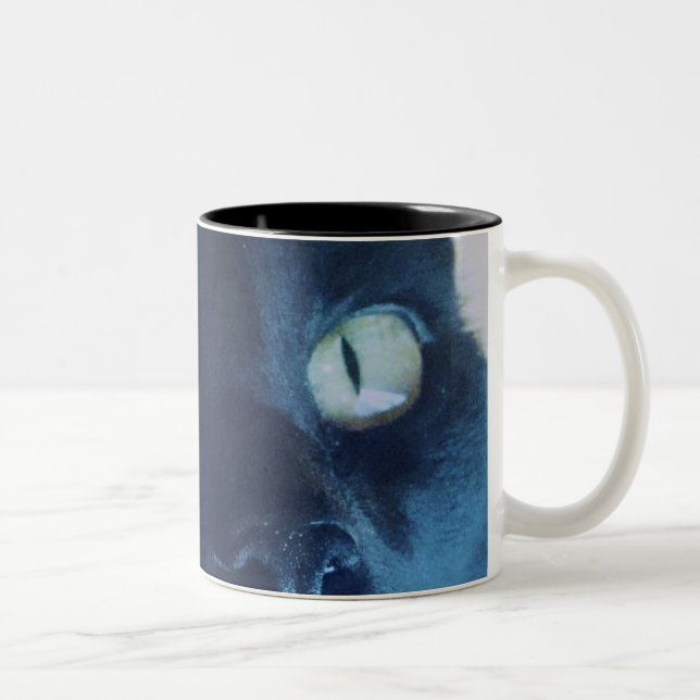 De Café Em Dois Tons Caneca da cara do gato preto (Direita)