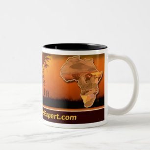 De Café Em Dois Tons Caneca da cena do safari com África & leão Cub