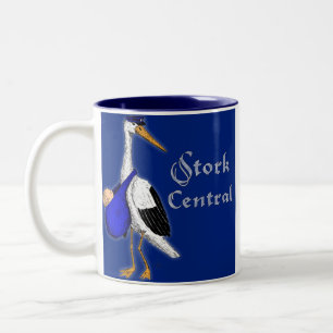 De Café Em Dois Tons Caneca da central da cegonha