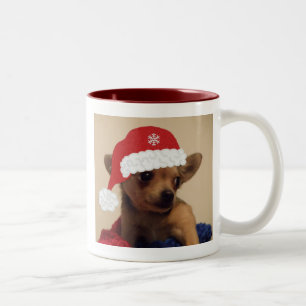 De Café Em Dois Tons Caneca da chihuahua do Natal