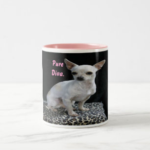 De Café Em Dois Tons Caneca da diva da chihuahua do cão