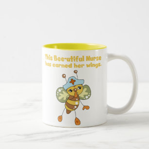 De Café Em Dois Tons Caneca da enfermeira da Abelha-utiful