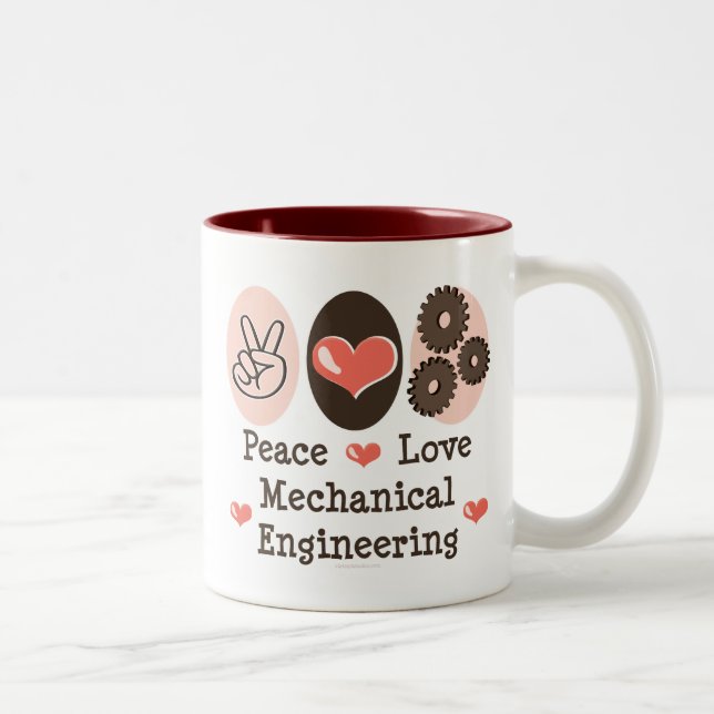 De Café Em Dois Tons Caneca da engenharia mecânica do amor da paz (Direita)