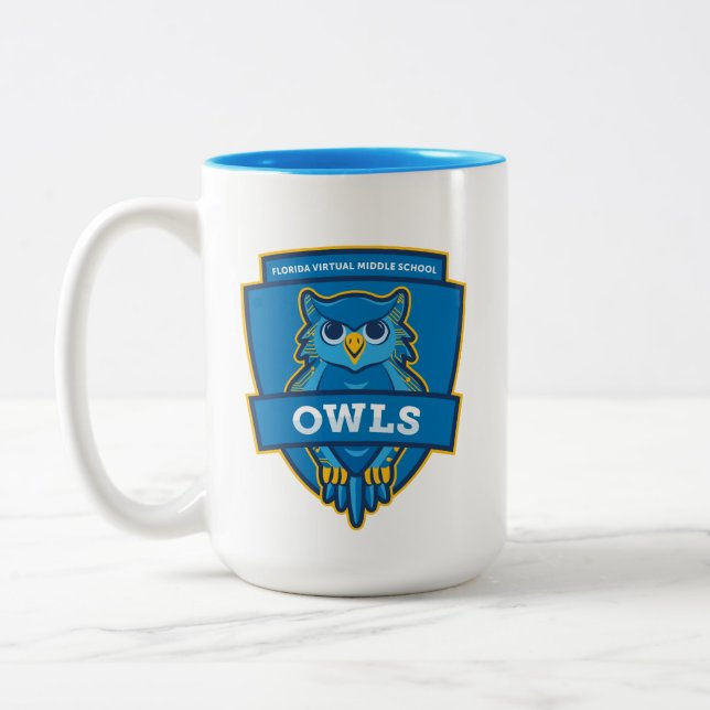 De Café Em Dois Tons Caneca da escola FVMS (azul) (Esquerda)