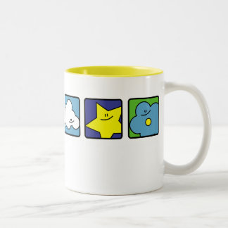 De Café Em Dois Tons Caneca da flor da estrela da nuvem da lua do