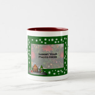 De Café Em Dois Tons Caneca da foto do Natal da cena do duende da