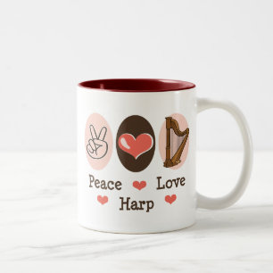 De Café Em Dois Tons Caneca da harpa do amor da paz