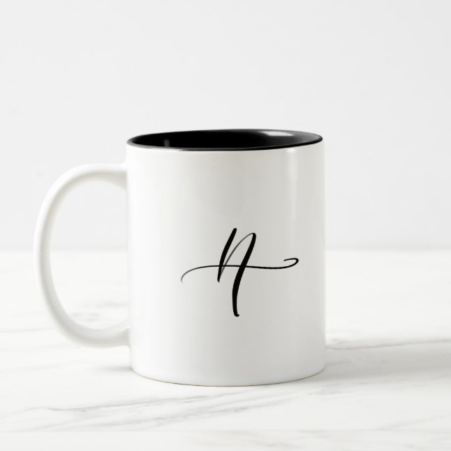 De Café Em Dois Tons Caneca da letra Cursive "A" (Esquerda)