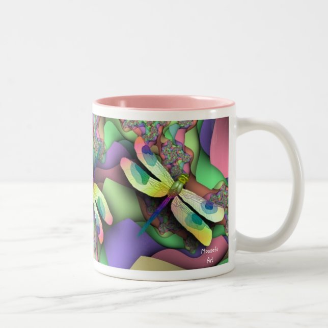 De Café Em Dois Tons Caneca da libélula (Pastels) (Direita)