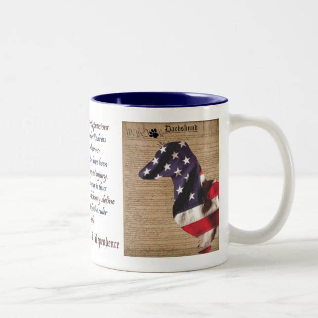 De Café Em Dois Tons Caneca da liberdade do Dachshund (Direita)