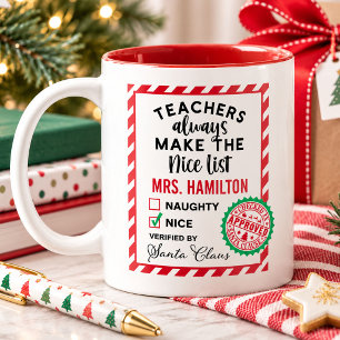 De Café Em Dois Tons Caneca da Lista Boa do Natal para Professores Fofo