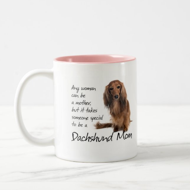 De Café Em Dois Tons Caneca da mamã do Dachshund (Esquerda)