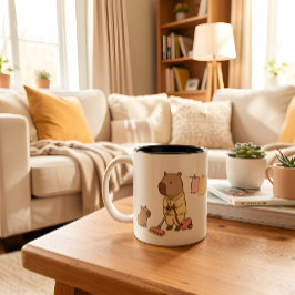 De Café Em Dois Tons Caneca da Mamãe Capivara | Presente Fofo e Aconche