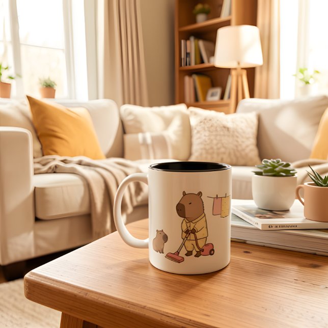 De Café Em Dois Tons Caneca da Mamãe Capivara | Presente Fofo e Aconche (Criador carregado)