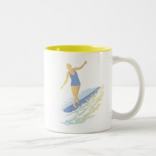De Café Em Dois Tons Caneca da menina do surfista