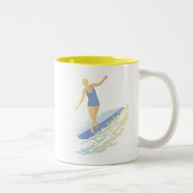 De Café Em Dois Tons Caneca da menina do surfista (Direita)