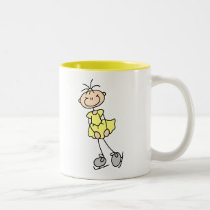 De Café Em Dois Tons Caneca da Menina Patinadora no Gelo Amarela