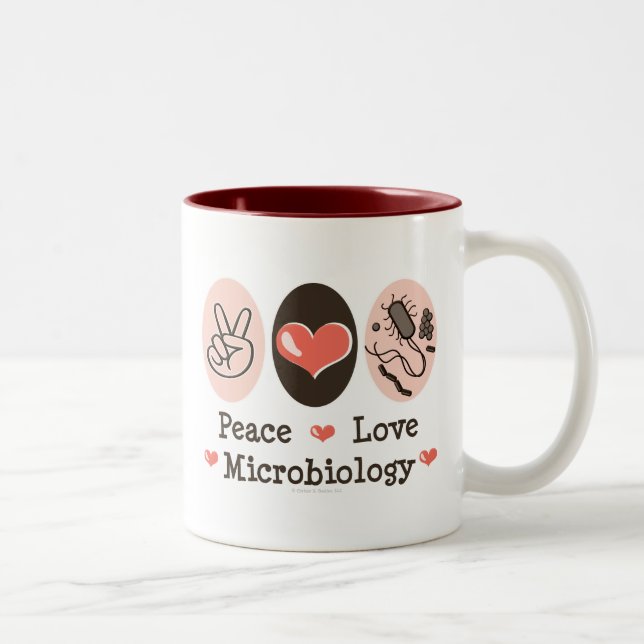 De Café Em Dois Tons Caneca da microbiologia do amor da paz (Direita)