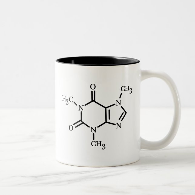 De Café Em Dois Tons Caneca da molécula da cafeína (15oz) (Direita)