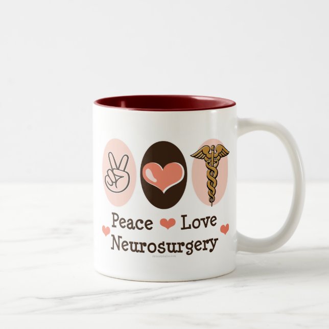 De Café Em Dois Tons Caneca da neurocirurgia do amor da paz (Direita)