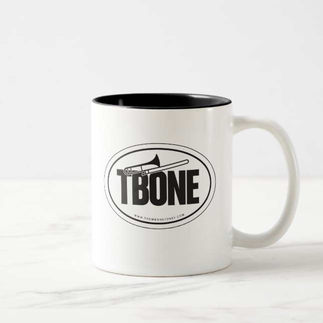 De Café Em Dois Tons Caneca da oval-etiqueta do Trombone (Direita)