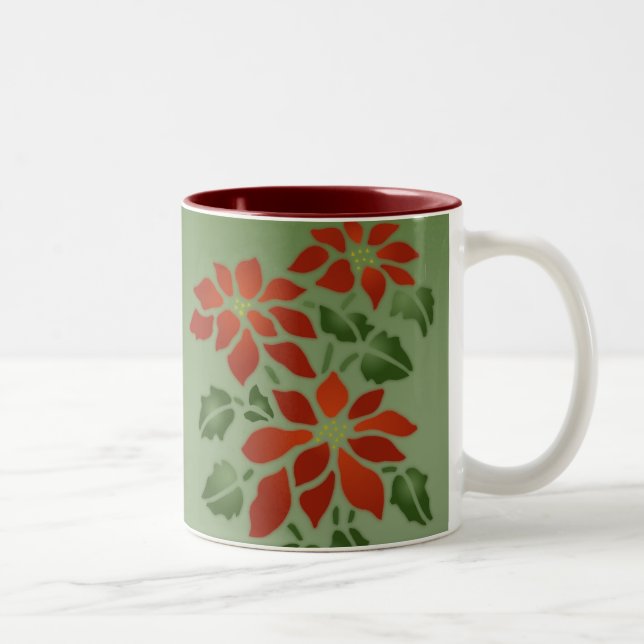 De Café Em Dois Tons Caneca da poinsétia (Direita)