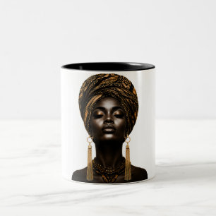 De Café Em Dois Tons Caneca da Rainha Africana Elegante