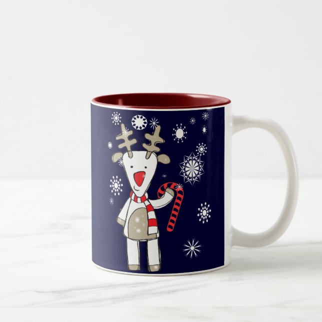 De Café Em Dois Tons Caneca da rena do Natal (Direita)