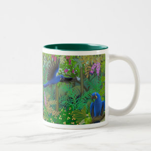 De Café Em Dois Tons Caneca da selva do Macaw do jacinto