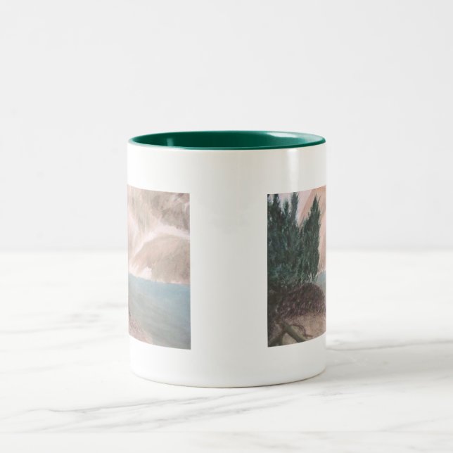 De Café Em Dois Tons Caneca da serenidade do lago mountain (Centro)