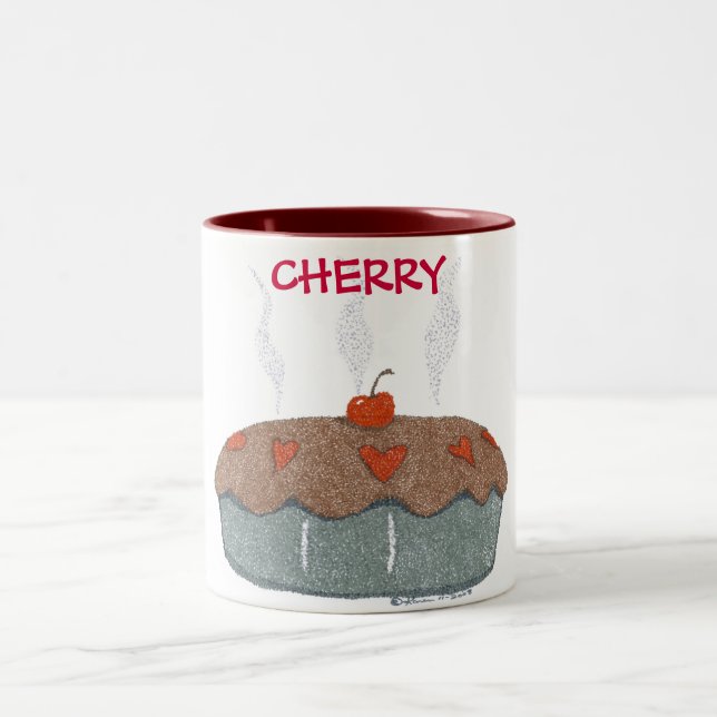 De Café Em Dois Tons Caneca da torta da cereja doce (Centro)