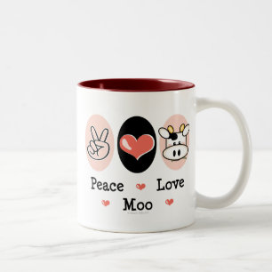 De Café Em Dois Tons Caneca da vaca do MOO do amor da paz