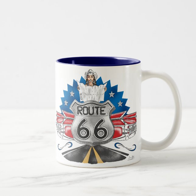 De Café Em Dois Tons Caneca da vaqueira da rota 66 (Direita)