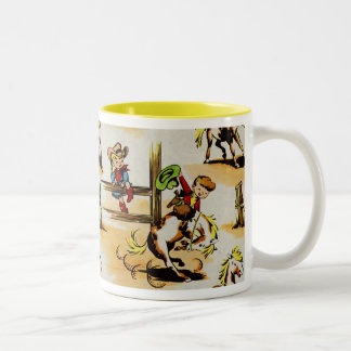 De Café Em Dois Tons Caneca da vaqueira do vaqueiro do vintage