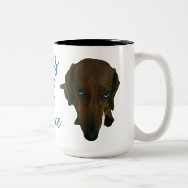 De Café Em Dois Tons Caneca Dachshund Don’t Mess With My Peace™ •  (Direita)