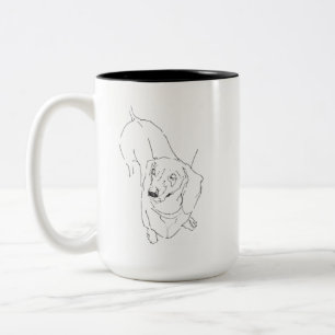 De Café Em Dois Tons Caneca Dachshund Fofa – Cachorro Salsicha Arte Lin