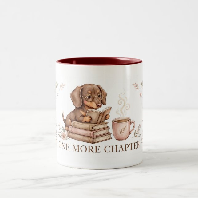 De Café Em Dois Tons Caneca Dachshund Mais Um Capítulo (Centro)