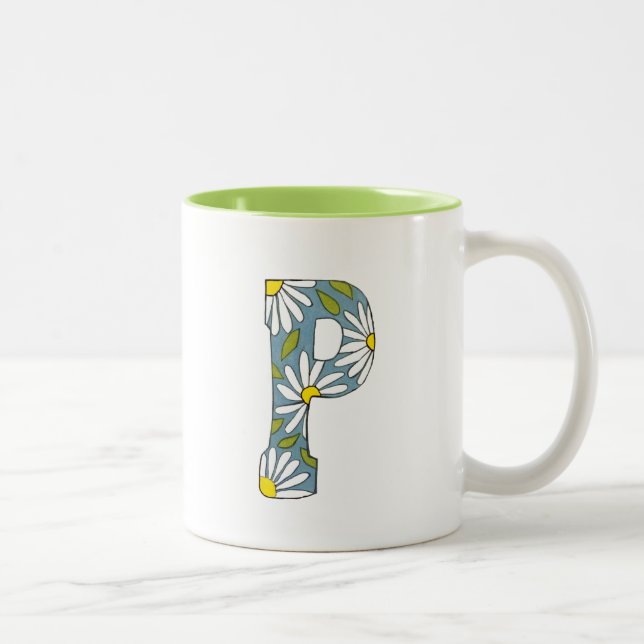 De Café Em Dois Tons Caneca Daisy Letra P (Direita)